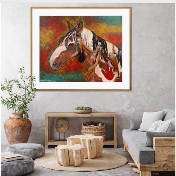Native American Paint Horse Art Print Oil Painting Western Ranch Cowboy Decor - Picture 3 of 10